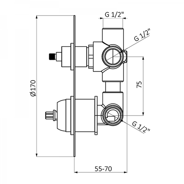 Змішувач для душу GRB Eco Prime прихованого монтажу одноважільний з перемикачем хром 15145150