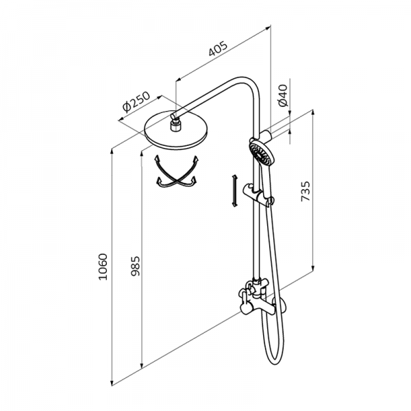 Душова стійка для душу GRB Eco Prime фіксована з одноважільний змішувач хром 15465400