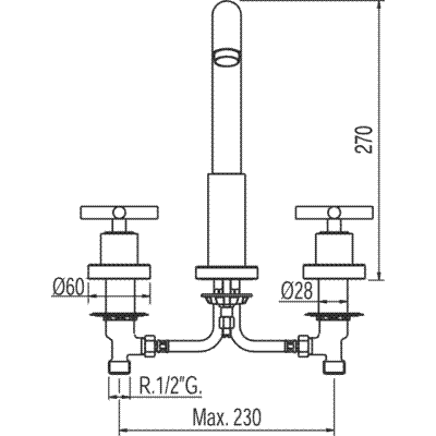 Двовентильний змішувач для раковини Tres Max 168105