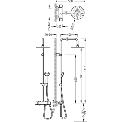 Душова система з термостатом Tres Lex 181385