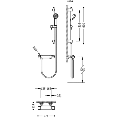 Набір для душу із термостатом Tres Lex 183395