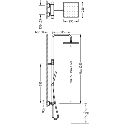 Душова система з термостатом Tres Lex 190213