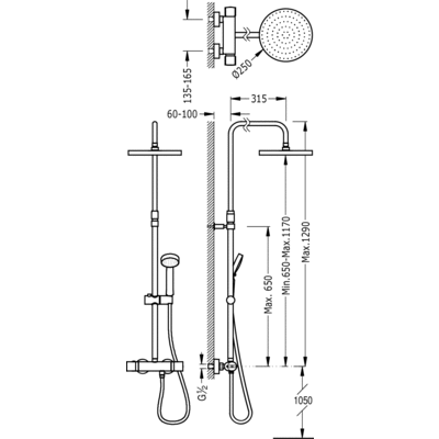 Душова система з термостатом Tres Lex 190214