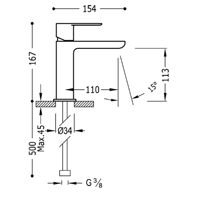 Одноважільний змішувач для раковини Tres Loft 20010101