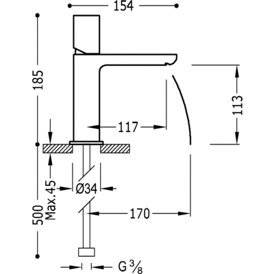 Одноважільний змішувач для раковини Tres Loft 20010102