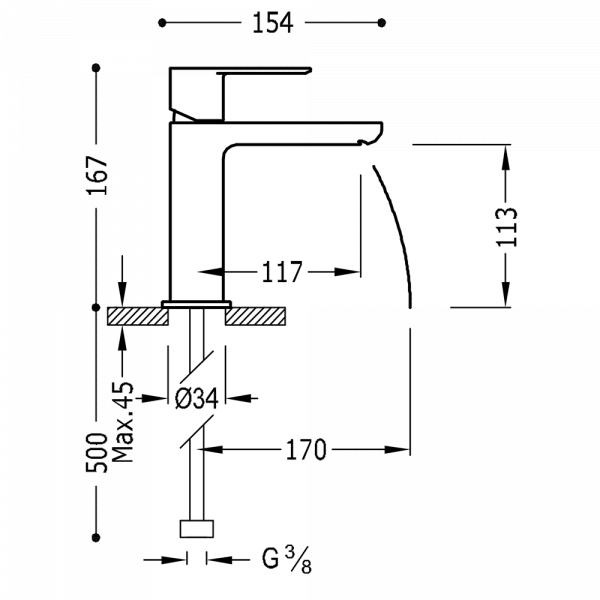 Одноважільний змішувач для умивальника Loft Colors 20010301OM