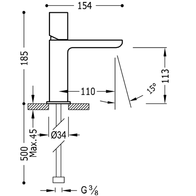 Змішувач одноважільний для раковини Tres Loft Colors 20010302NMD