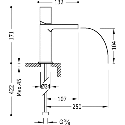 Одноважільний змішувач для раковини Tres Loft 20011002