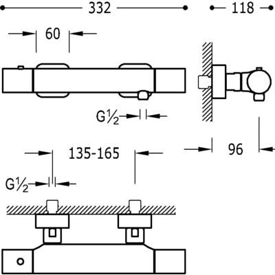 Змішувач для душу з термостатом Tres Loft 20016409BL