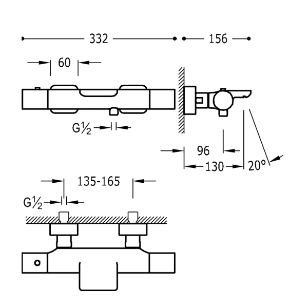 Термостатичний змішувач для ванни та душу Loft Colors 20017409OR