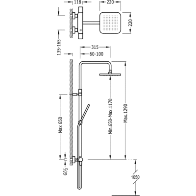 Душова стійка з термостатом Tres Loft 20019501