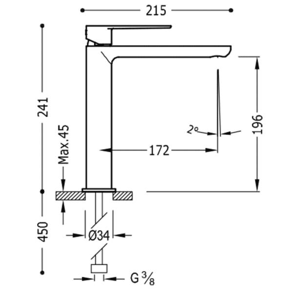 Одноважільний змішувач для раковини 241 мм Tres Loft Colors 20020303OR
