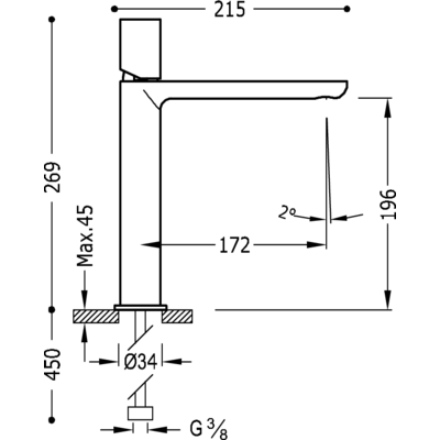 Одноважільний змішувач для раковини 269 мм Tres Loft 20020304