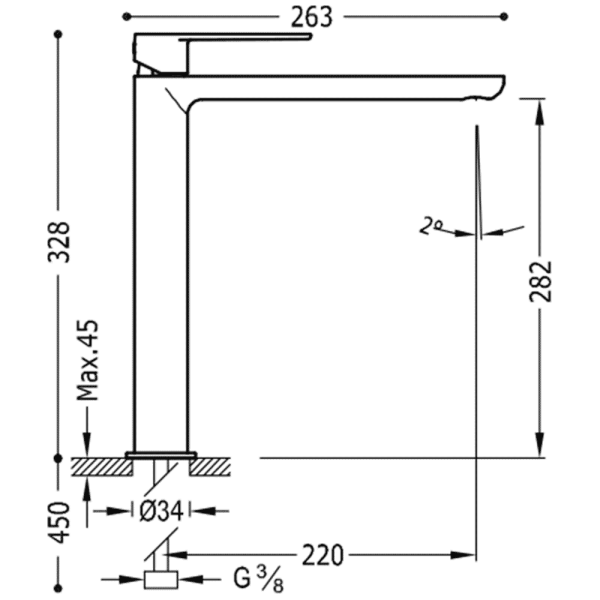 Одноважільний змішувач для раковини 328 мм Tres Loft Colors 20020305OR