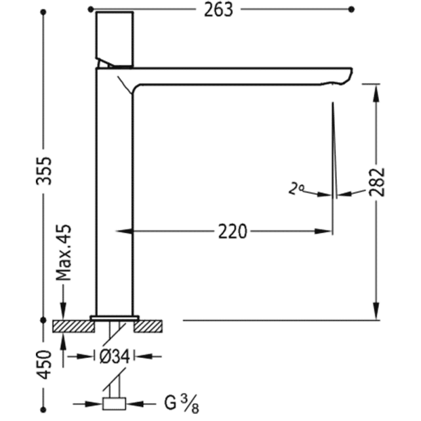Одноважільний змішувач для раковини 355 мм Tres Loft Colors 20020306OM