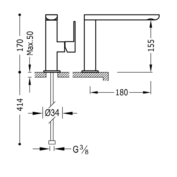 Одноважільний змішувач для раковини 170 мм Tres Loft Colors 20020501OM