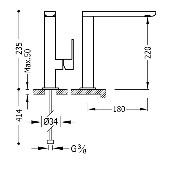 Одноважільний змішувач для раковини 235 мм Tres Loft Сolors 20020502OM