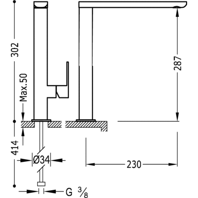 Одноважільний змішувач для раковини 302 мм Tres Loft Сolors 20020503NED