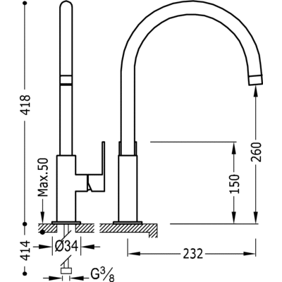 Одноважільний змішувач для раковини 418 мм Tres Loft Colors 20020506NMD