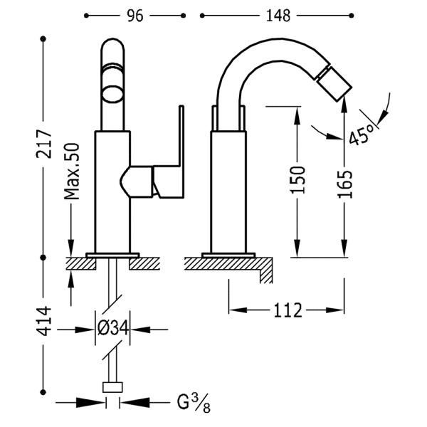 Змішувач для біде Tres Loft Colors 20022401OM