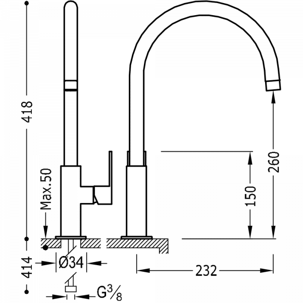 Змішувач для кухні Tres Colors 20044002NM