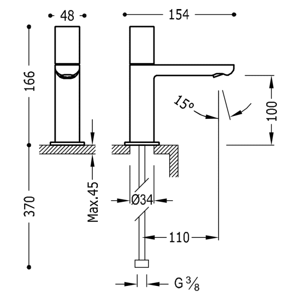 Змішувач для умивальника 1 вода або попереднє змішування Loft Colors 20050301OR