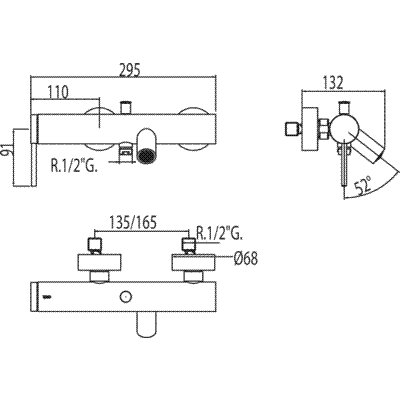 Змішувач для ванни Tres Mono-Term 20117001