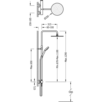 Душова стійка Tres Mono-Term 20119501