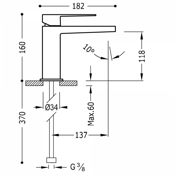 Одноважільний змішувач для раковини Tres Slim 20210301OR