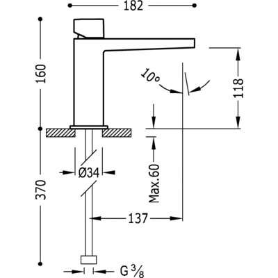 Одноважільний змішувач для раковини з донним клапаном Tres Slim 20210302D