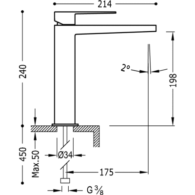 Одноважільний змішувач для раковини Tres Slim 20210303NED