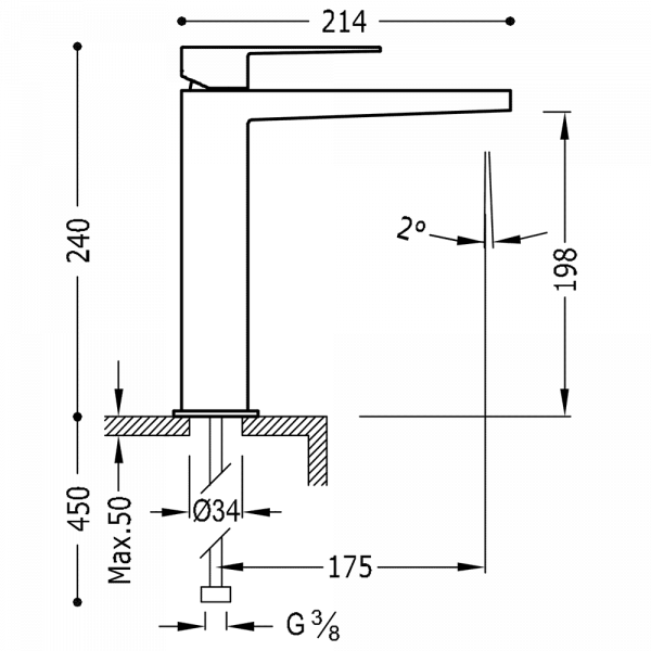 Одноважільний змішувач для раковини Tres Slim 20210303BM