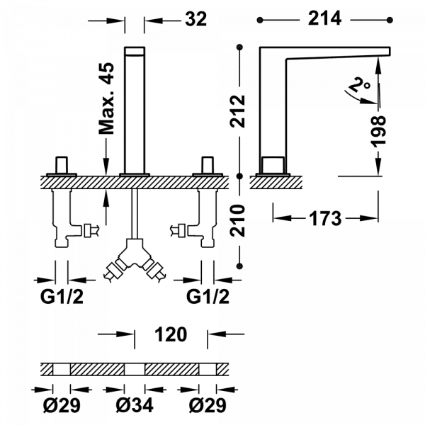 Дворучний змішувач на борт ванни Slim Exclusive 20210501NM