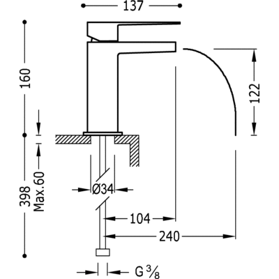 Одноважільний змішувач для раковини Tres Slim 20211001