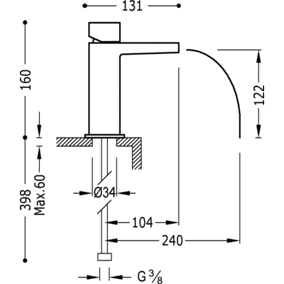 Одноважільний змішувач для раковини Tres Slim 20211002BLD