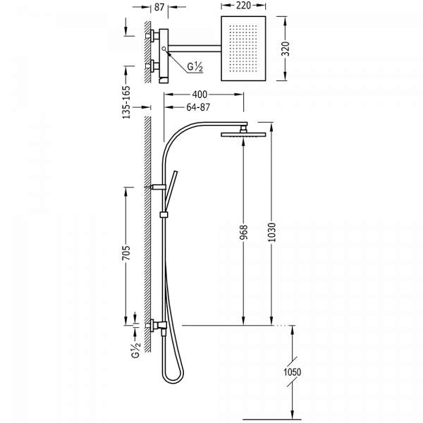 Одноважільний комплект із захисту від накипу душем Tres Slim Exclusive 20219101BM