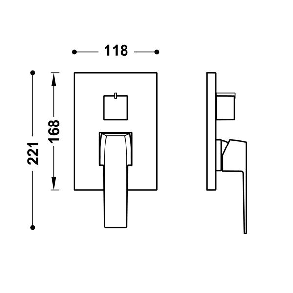 Видима частина змішувача для душу прихованого монтажу Tres SLIM 20227310om