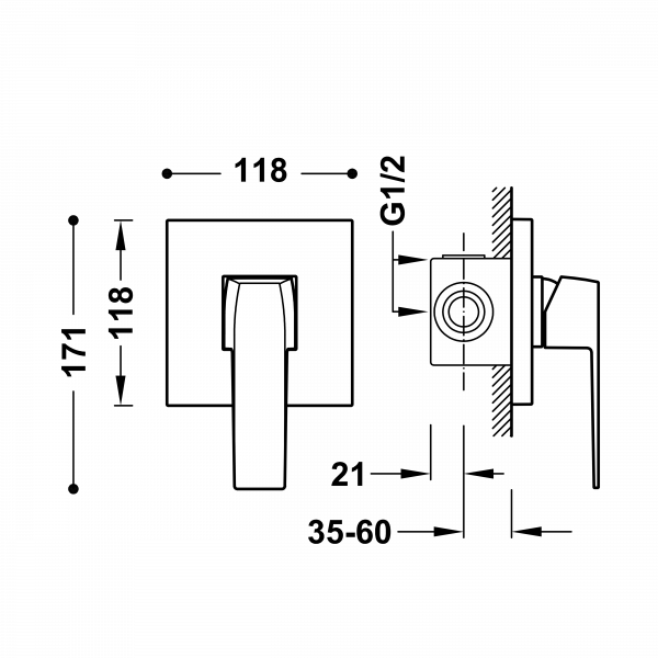 Одноважільний вбудований змішувач Rapid-Box (1 канал) Slim Exclusive 20227701
