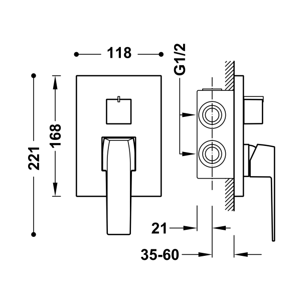 Одноважільний вбудований змішувач Rapid-Box (2 канали) Slim Exclusive 20228001OR
