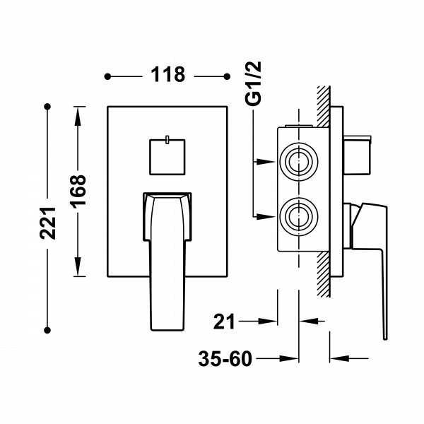Одноважільний вбудований змішувач Rapid-Box (2 канали) Slim Exclusive 20228001NM