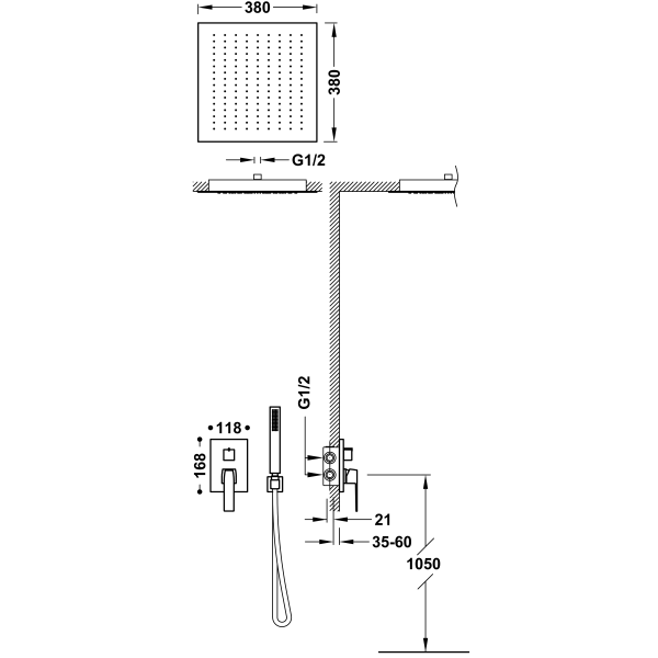 Душова система з одноважільний вбудований змішувач Rapid-Box Slim Exclusive 20228006BM