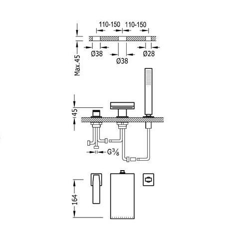 Змішувач на борт ванни Tres Slim Exсlusive 20266101