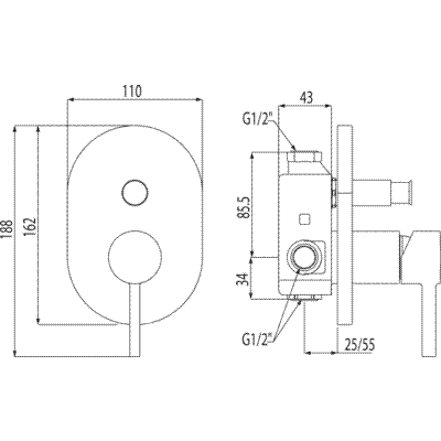 Вбудований змішувач для душу Tres Alrlus 20318001