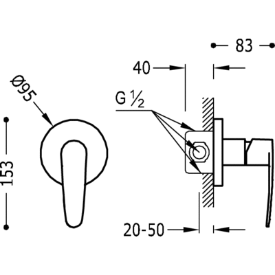 Вбудований змішувач Tres Flat 20417701