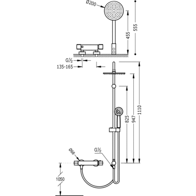 Душова система з термостатом Tres Flat 20438501