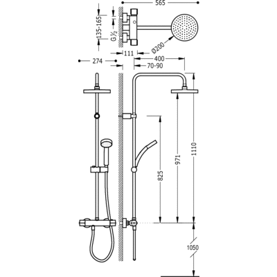 Душова система з термостатом Tres Flat 20438701