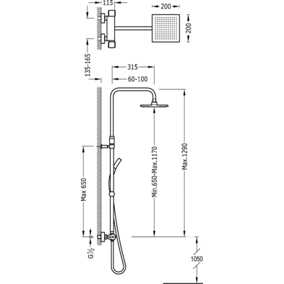 Душова система з термостатом Tres Flat 20438704