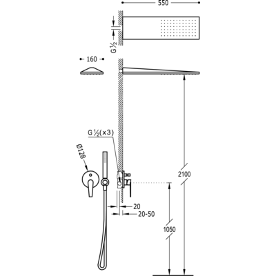 Душова система із вбудованим змішувачем Tres Class 20518003