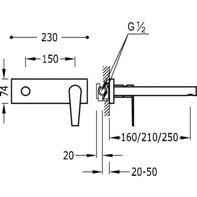 Змішувач одноважільний для раковини 250 мм Tres Class 20520001
