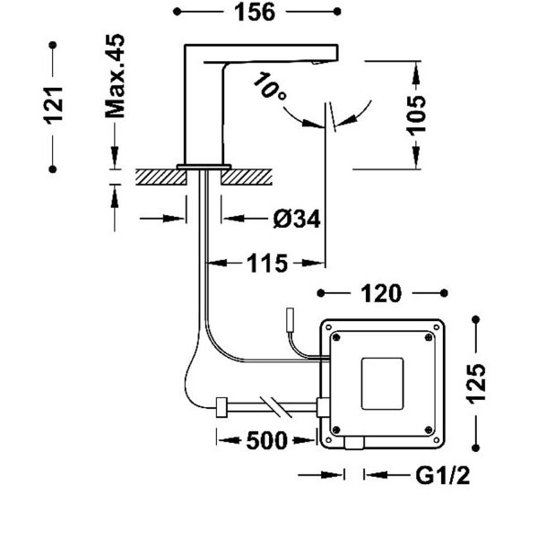 Електронний кран для раковини Tres Trestronic одноструменевий з інфрачервоним датчиком хром 20560301